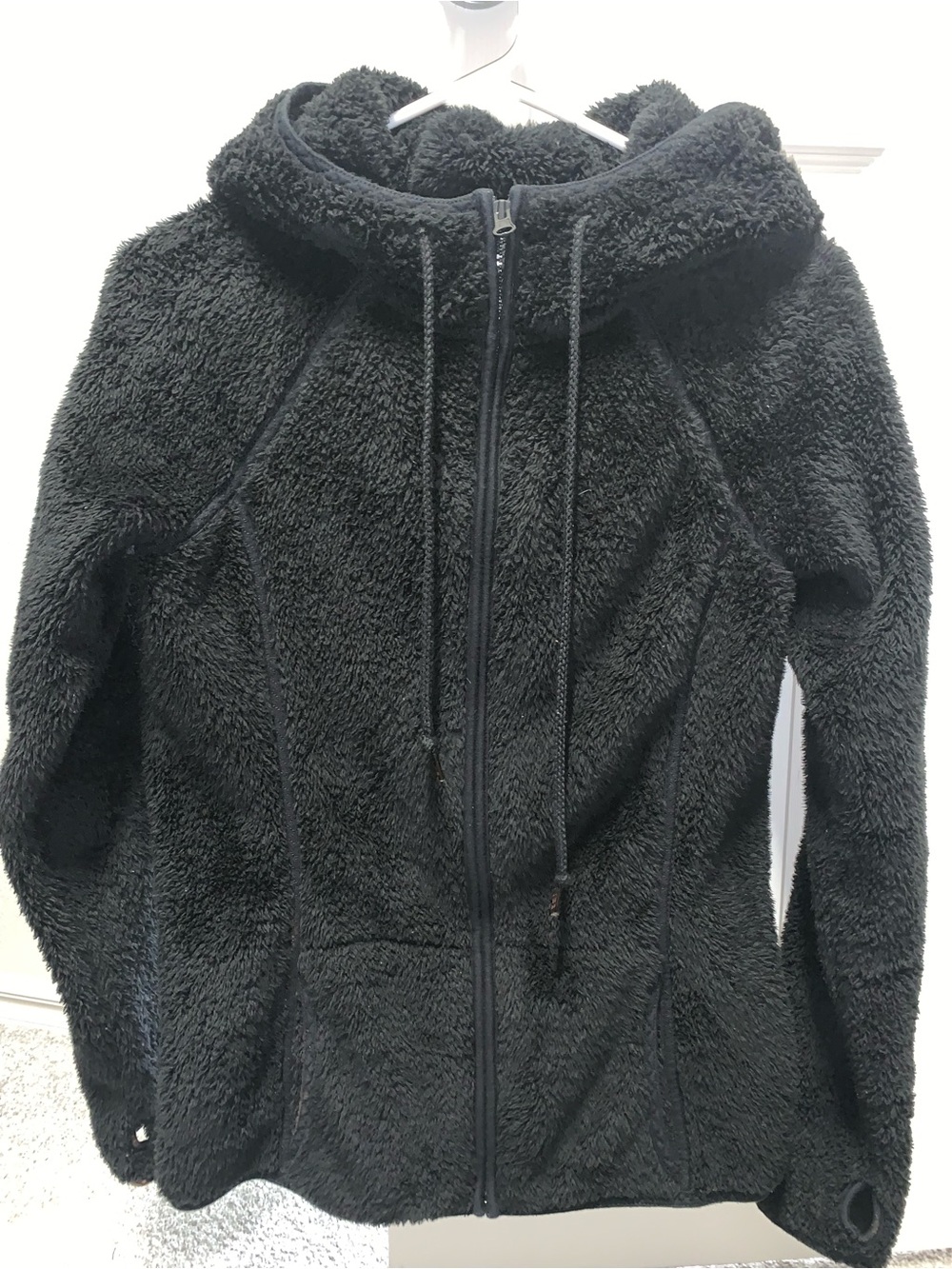 American Eagle Outfitters Black Sherpa Teddy Full-Zip Hoodie